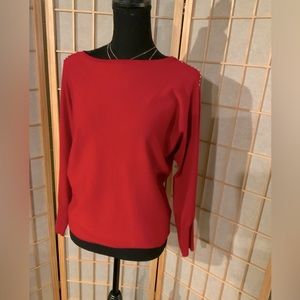 Carolyn Taylor - Red sweater with chain detail from the shoulder down. Sz M